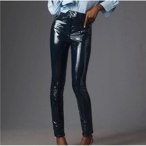 Anthropologie Blue Patent Leather Pants Leggings